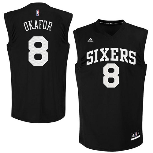 Mens Adidas Philadelphia 76ers 8 Jahlil Okafor Swingman Black Fashion NBA Jersey